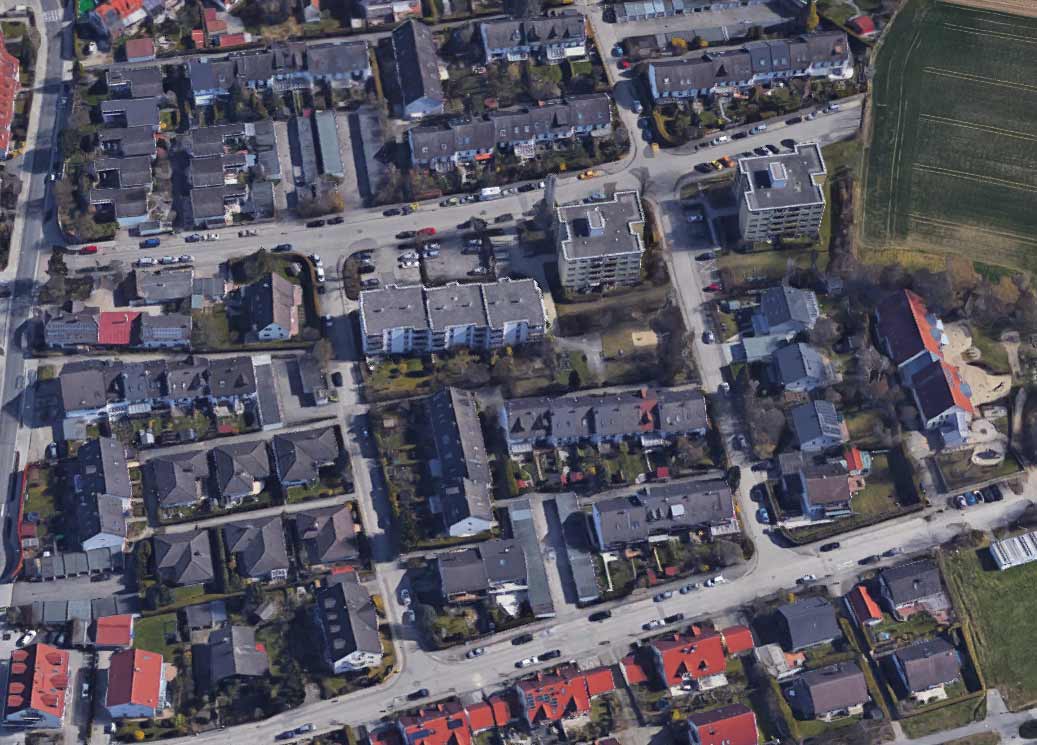 Gebäude in Haimhausen von oben.